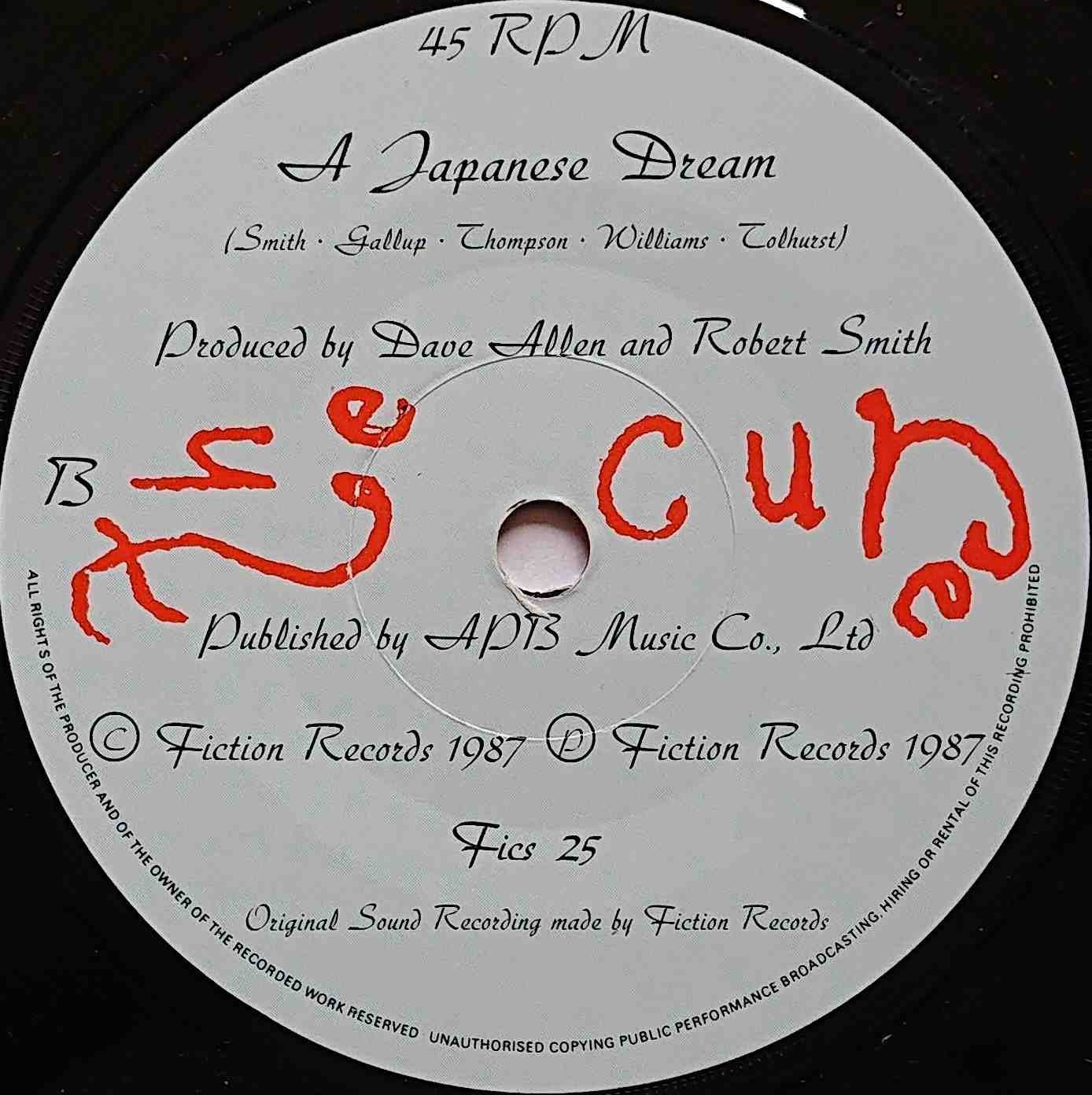 FICS 25 Why can't I be you The Cure Label